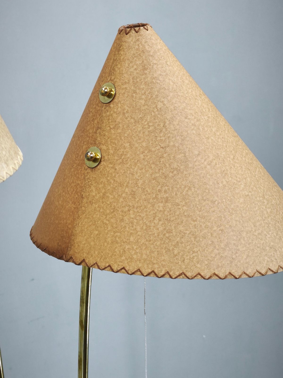 Lampadaire tchèque années 1960 à double abat-jour en papier fait main, style japonais photo 994.0