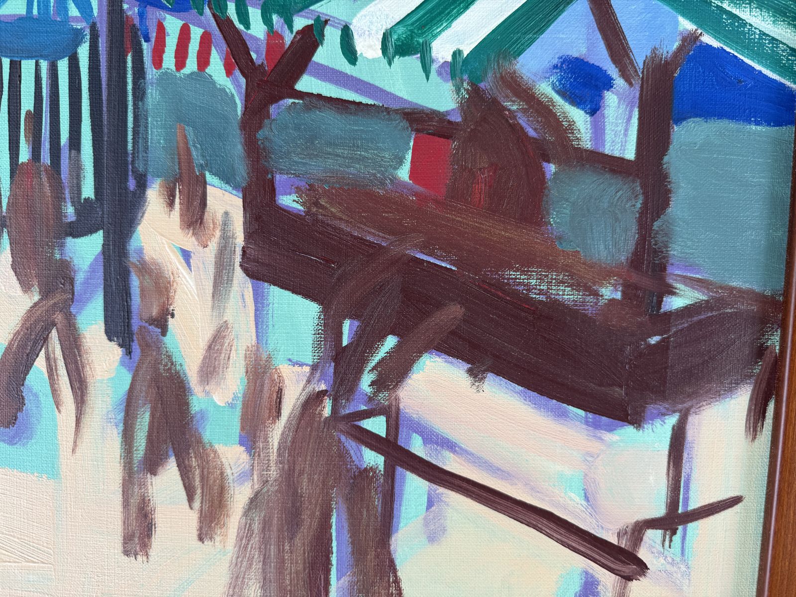 Elisabeth Ollé Curiel Colorful Mediterranean Beach Promenade With Café Terraces And Figures Oil Canvas 2000s photo Art