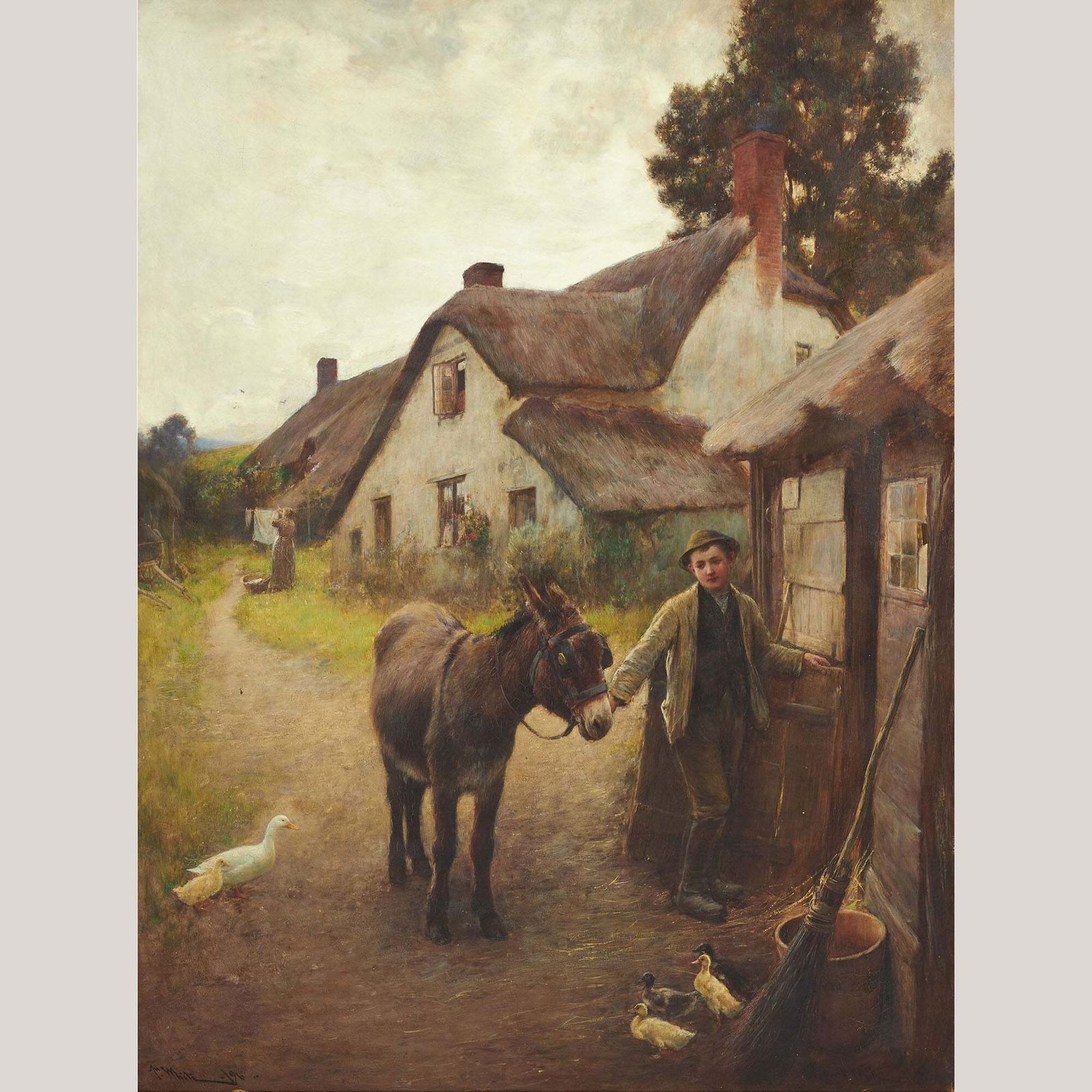 Boy With Donkey, John White RI (1851–1933)