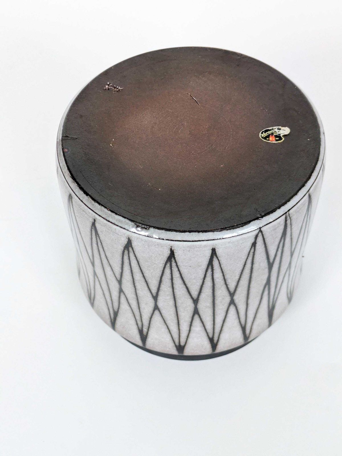Mid-century West-Duits keramiek – plantenpot / vaas met geometrisch sgraffito – Köln – gesigneerd – studio-aardewerk photo buy