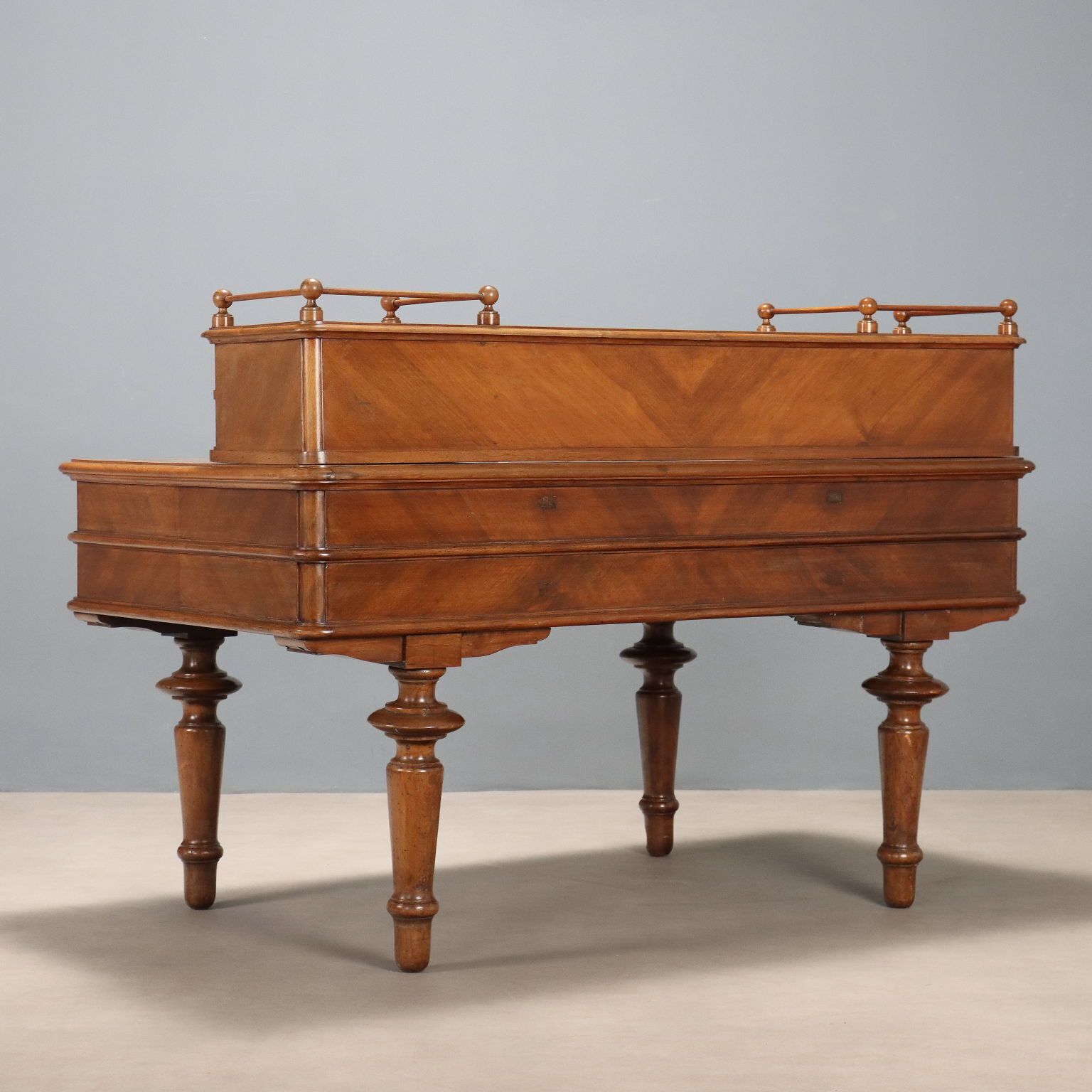 photo for sale Antique Desk Walnut Leather Insert Drawers Italy Late XIX Century
