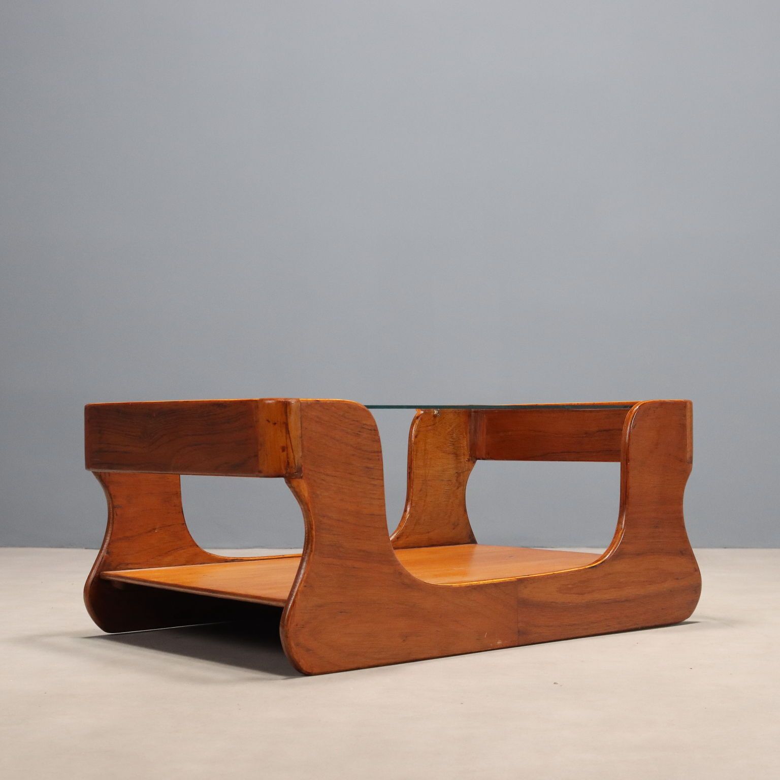 Table basse vintage à double plateau en teck, design italien, années 1960 photo vintage