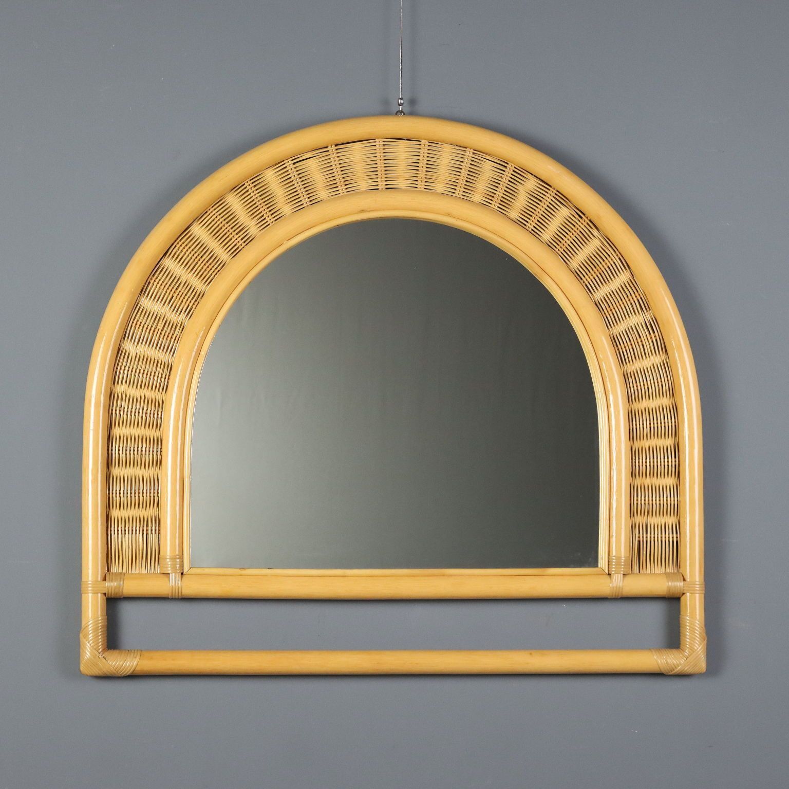 Miroir mural vintage en bambou, Italie, années 1980