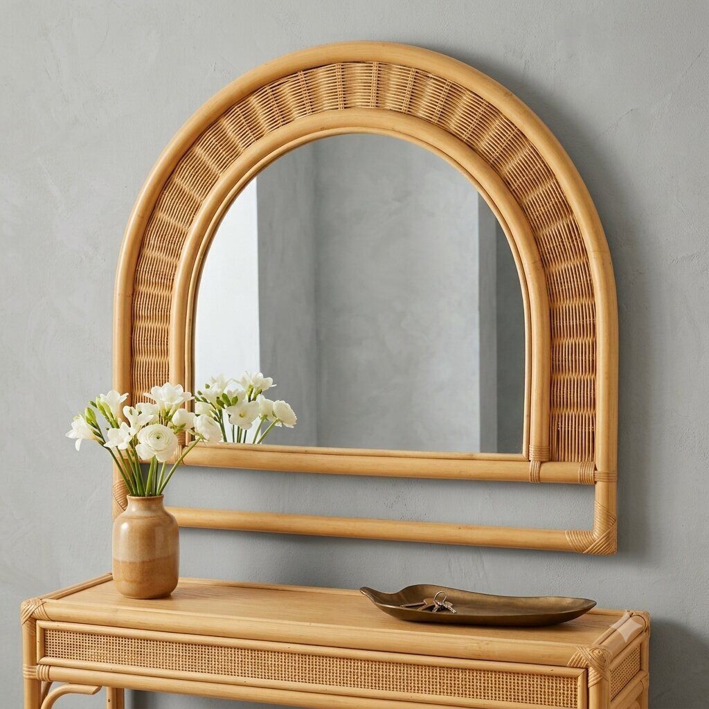 Miroir mural vintage en bambou, Italie, années 1980 photo furniture