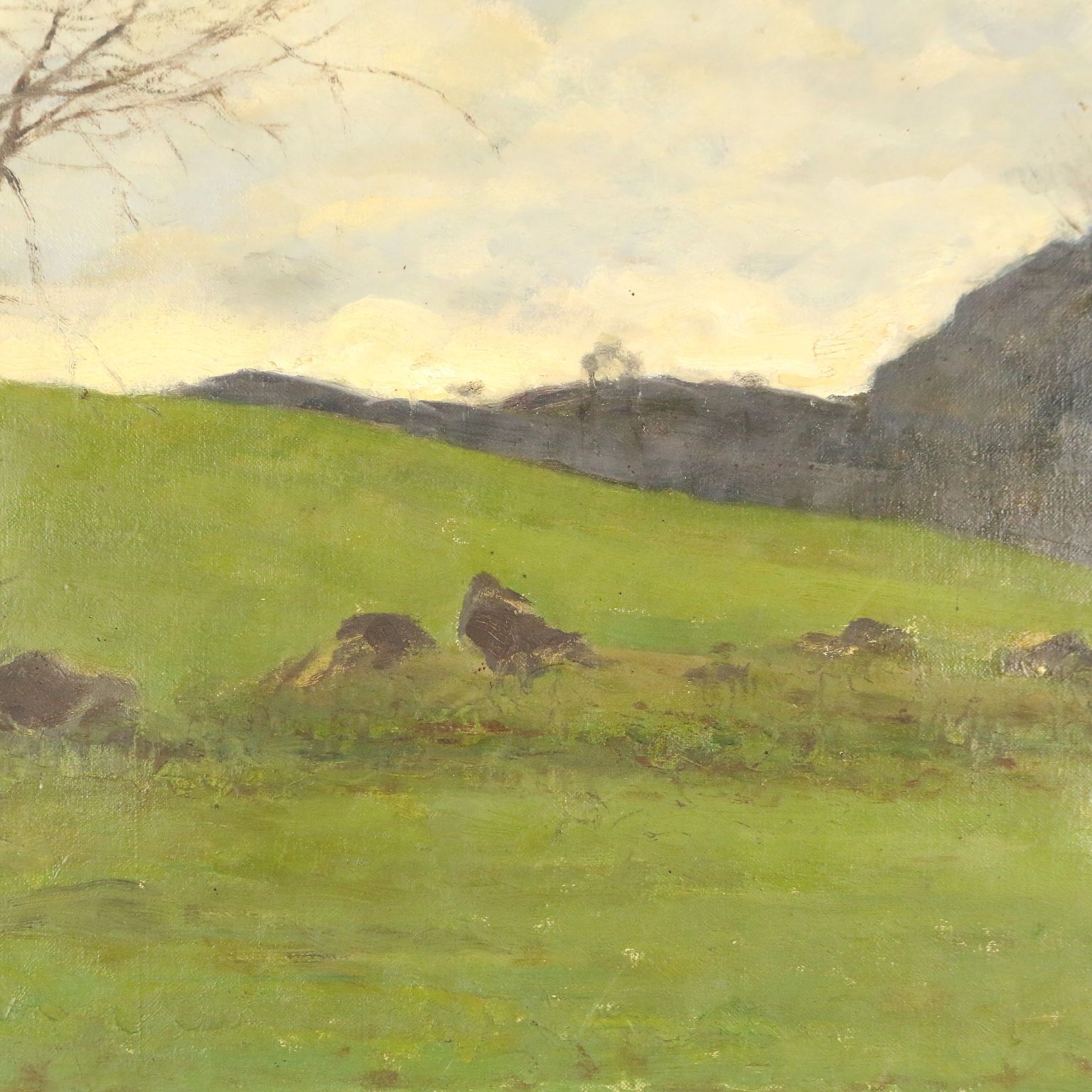Oil On Canvas By Eugenio Spreafico   Glimpse Of Lombard Countryside photo for sale
