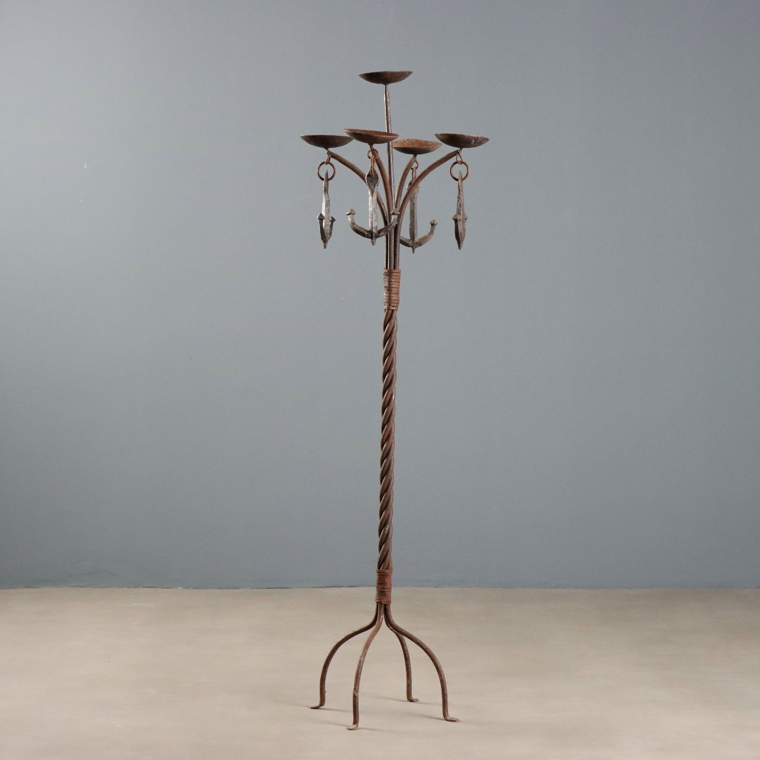 Antique Candle Holders Wrought Iron Italy XX Century