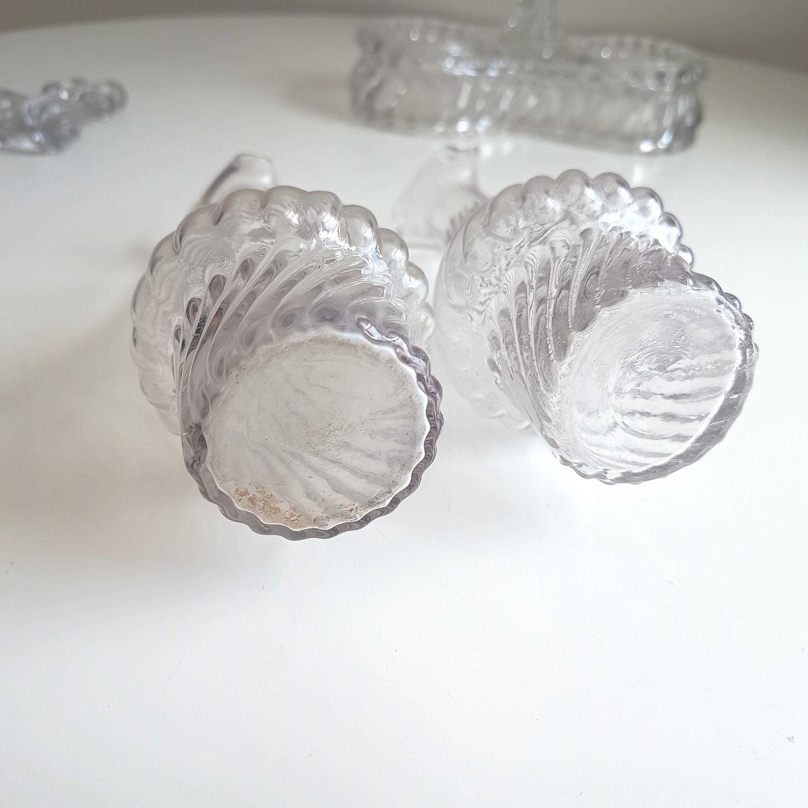 photo vinterior Authentic Signed Baccarat Crystal Bambous Tors Cruet Set Oil Vinegar Depose Mark 1890s