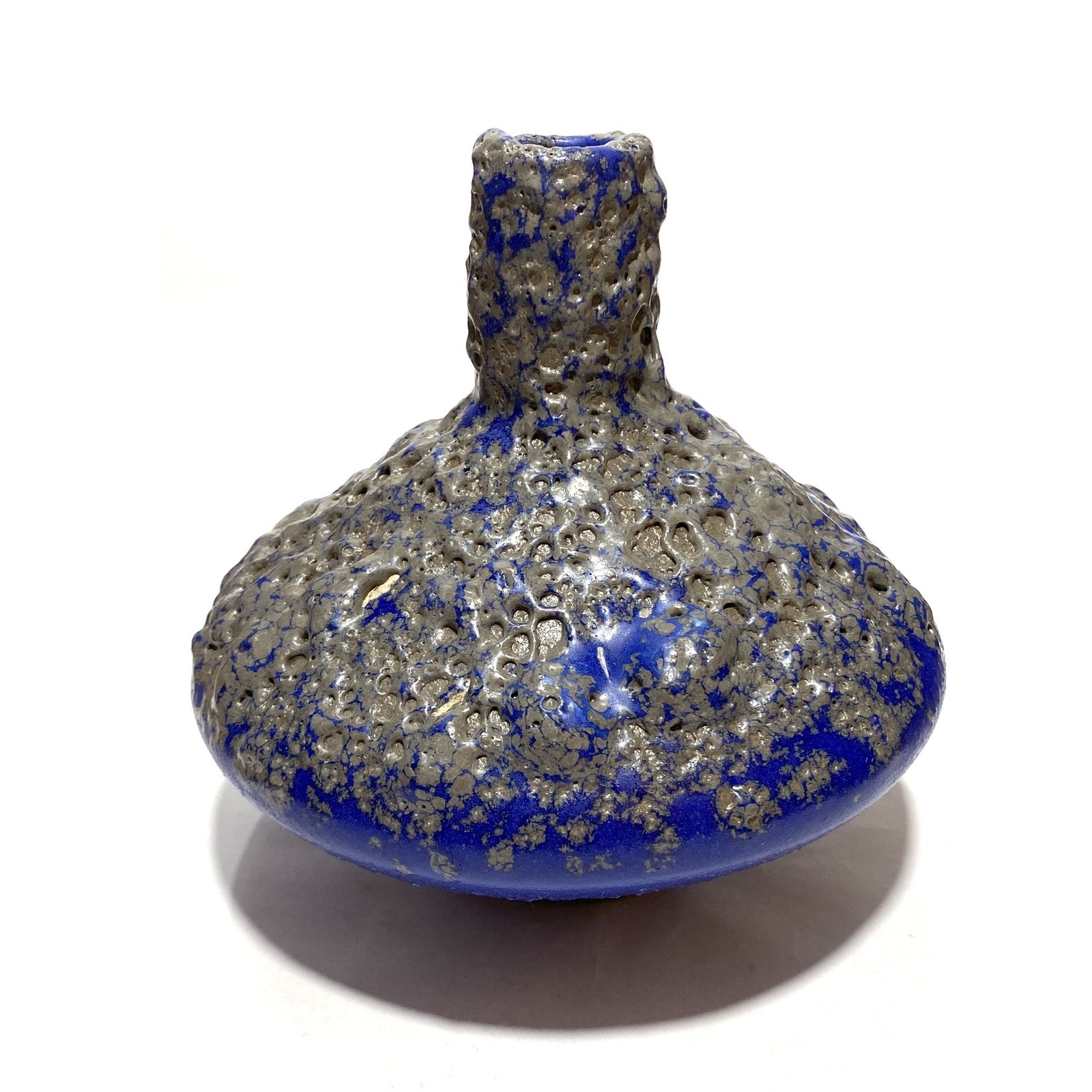 Otto Keramik 206 vaas in blauw fat lava (17,5 cm diameter), West-Duits art pottery glazuur photo 104.99