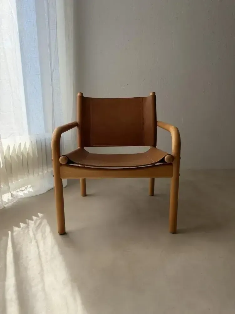 photo for sale Deense Safari Fauteuil, Beukenhout, Leer, jaren 1970