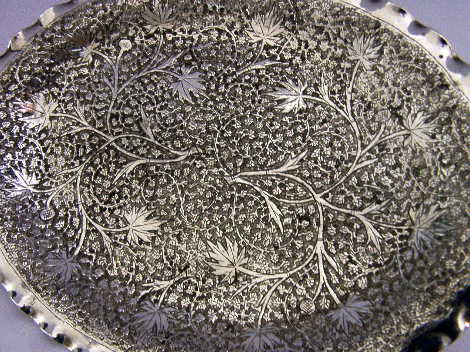 Plateau en argent massif Anglo-Indien 130 g, vers 1920, d'époque photo furniture