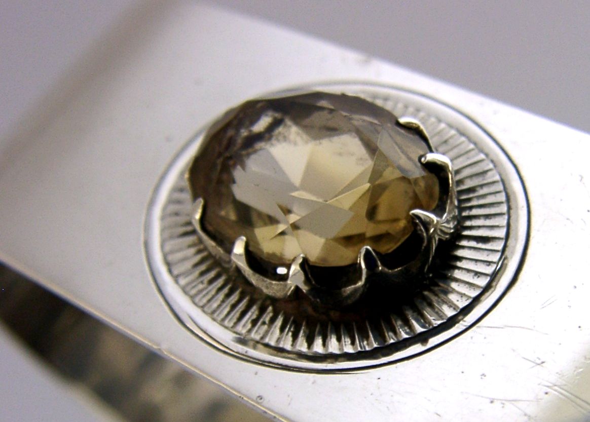 Sterling Silver Citrine Napkin Ring 1930 Antique 24g