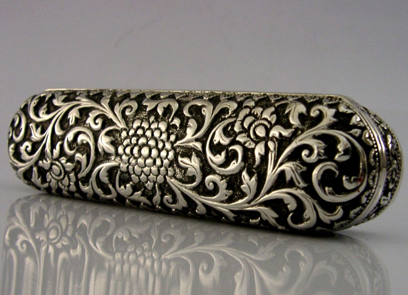 Indian 92g Solid Silver Box Kutch C1890 Antique photo vinterior