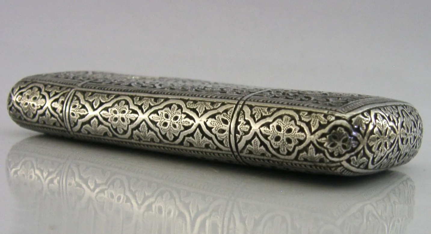 Top Quality Indian 115g Solid Silver Cigar Case Box C1890 Antique photo buy