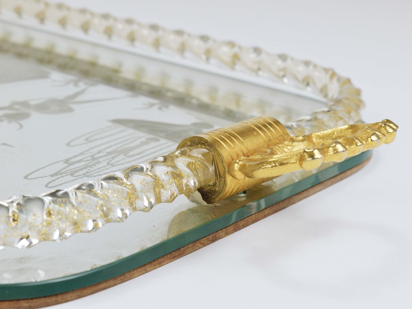 Ercole Barovier Swirl Murano Glass Mirror Serving Tray, Venice, 1940s photo 640.0