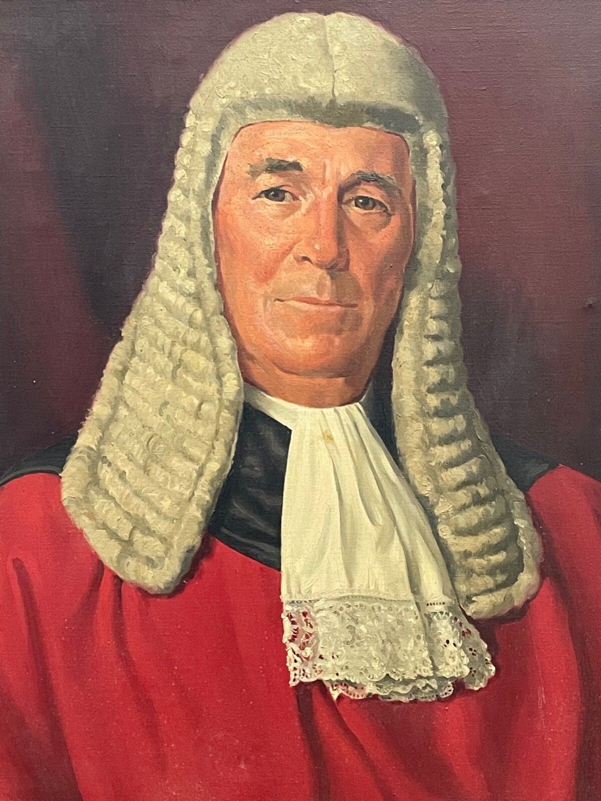 Mid Century Gesigneerd Juridisch Olieverfportret van Mr Justice Paul Storr in Rechtbankkleding, John Codner photo Kunst