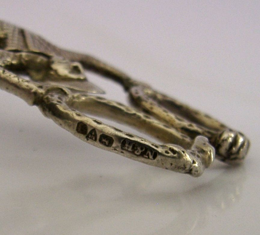 Chester Sterling Silver Harlequin Jester Sugar Tongs Nips Chester 1902 photo vintage