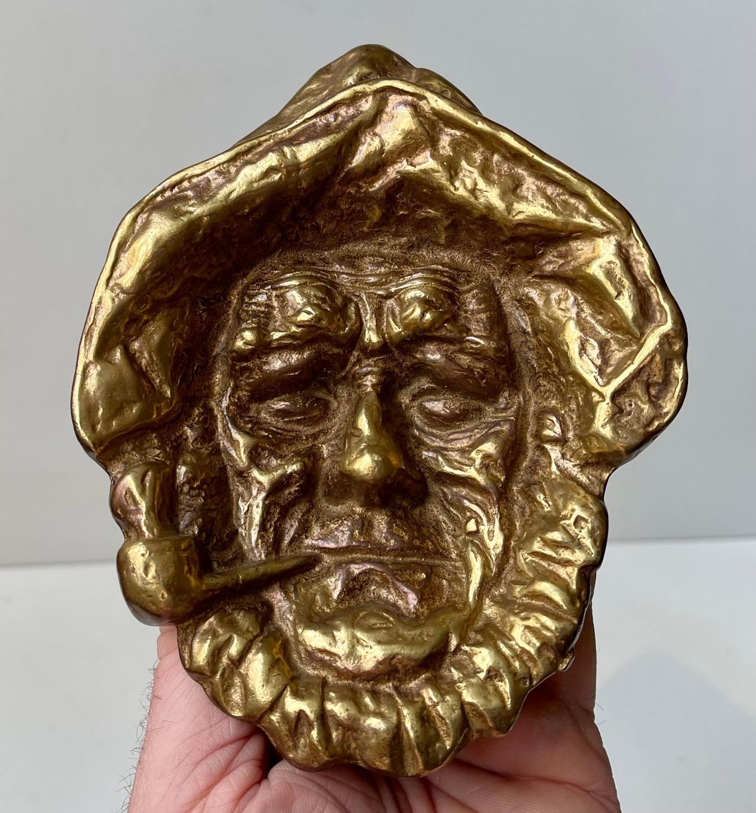 'Miner' Mike Keeler 'The Old Man And The Sea' Ashtray In Brass, Signed, 1967 photo furniture