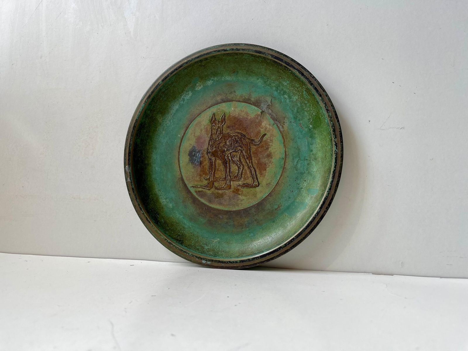 Art Deco 'Great Dane' bronzen schaal van Holger Fridericias, jaren 1930 photo furniture