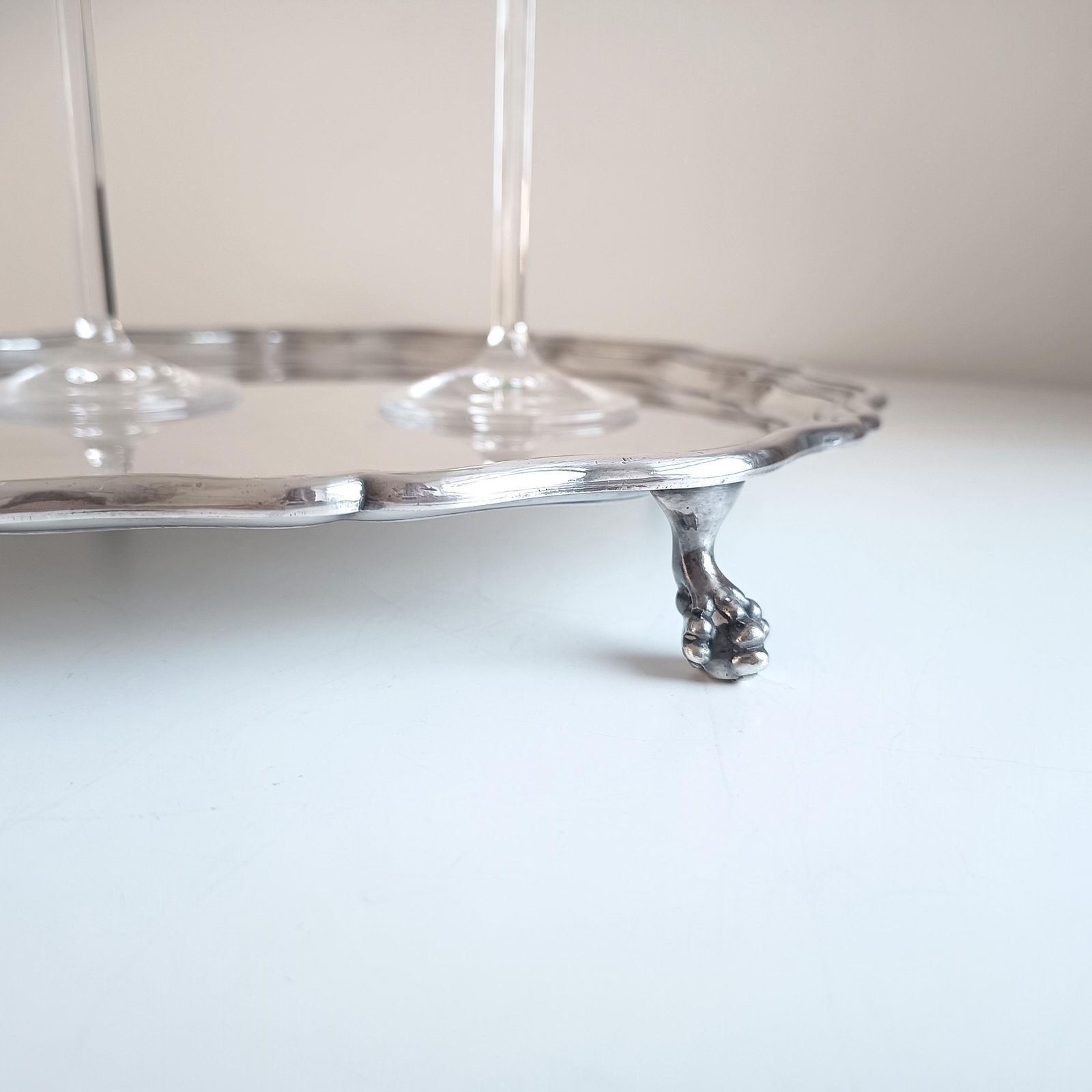 Vintage James Dixon Georgian Style Silver Plated Footed Salver / Tray, Claw Feet