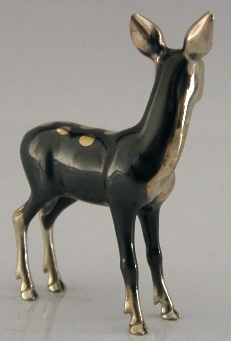 Decent Sized Sterling Silver Enamel Deer Animal Figure 1993 Saturno 2.25inch photo 190.0