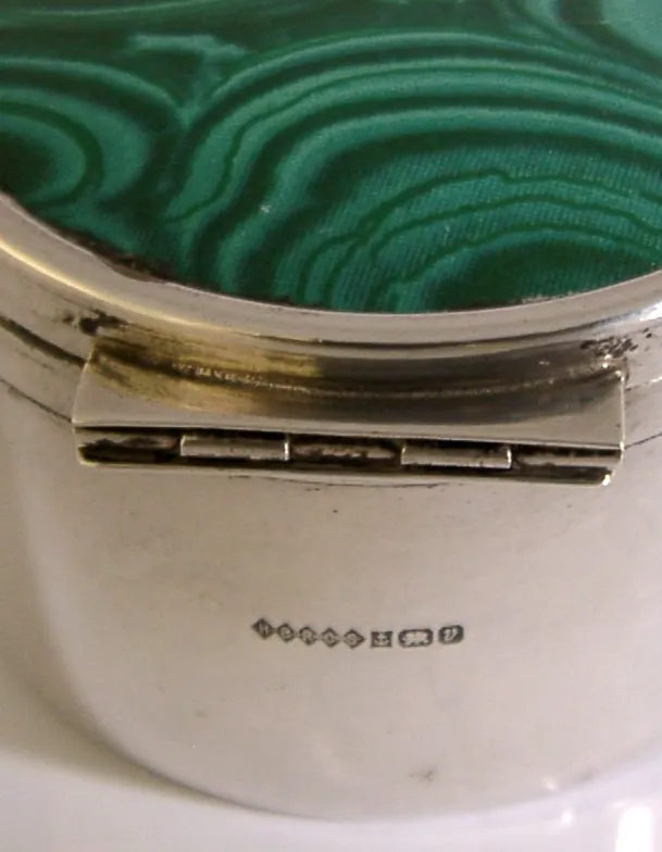 photo furniture Engels sterling zilver keramisch email doosje 1995 handgemaakt 34g