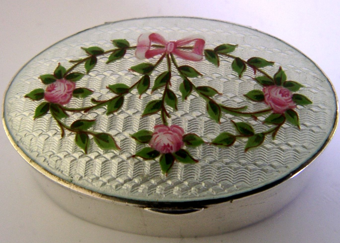 Stunning Sterling Silver Enamel Box 1911 Antique photo vinterior