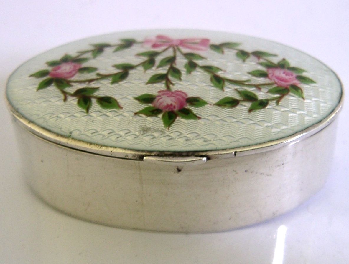 Stunning Sterling Silver Enamel Box 1911 Antique photo buy