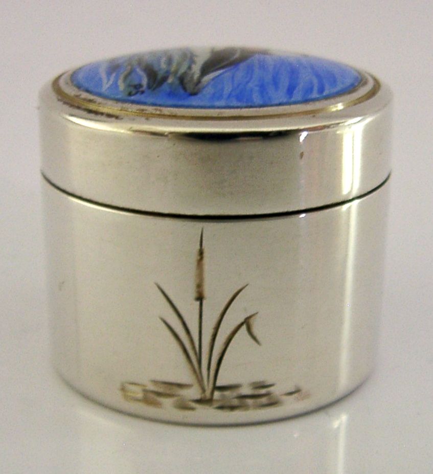 Pretty Sterling Silver Enamel English Bufflehead Duck Box 1979 Fowl photo for sale