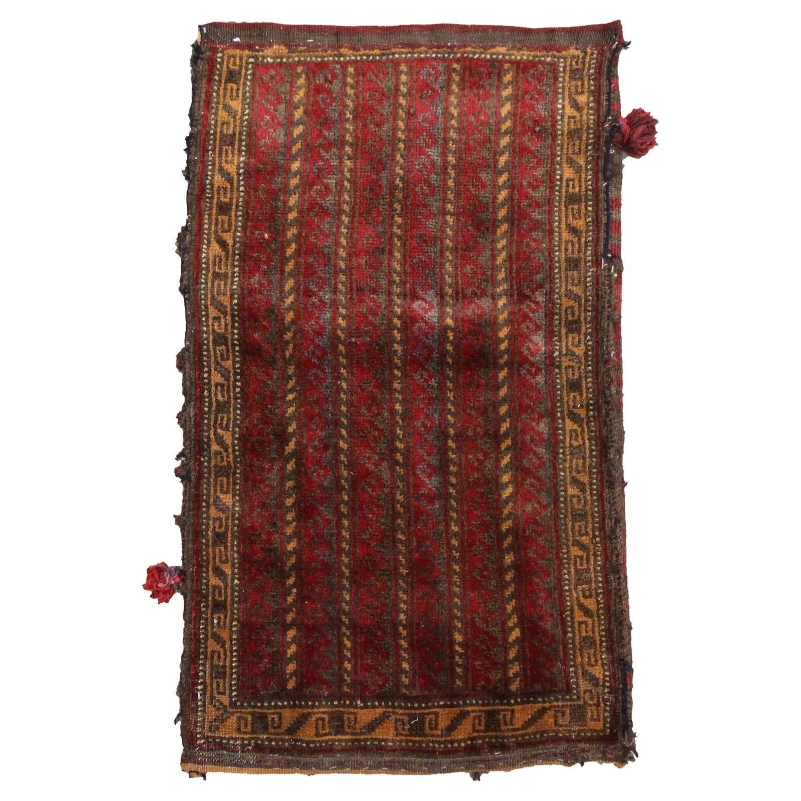 Tapis traditionnel en laine rouge, tapis d'époque Chuval tissé à la main, oriental