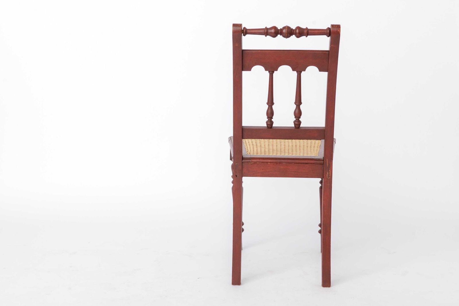 Vintage Belgian Turned Chair | 1940s Wooden Chair With New Rattan Seat photo buy