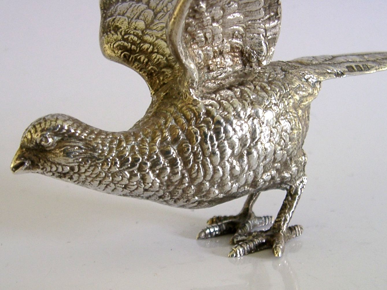 Heavy 125g Sterling Silver Pheasant Bird Figure 1958 Hunting Shooting English photo furniture