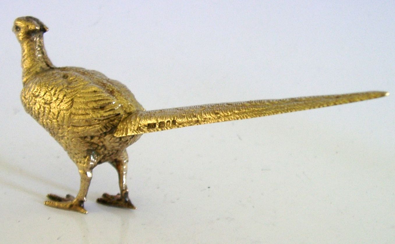 Figurine de faisan en vermeil, Londres 1995 photo Art