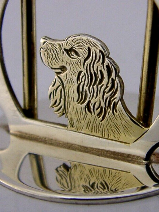 Sterling Zilveren Spaniel Jachthond Dierlijke Menuhouder 1989 Jagen Schieten
