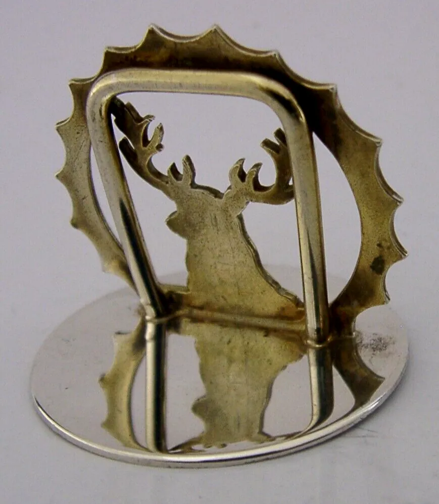 Porte-menu en argent sterling anglais, cerf, chasse, 1989 photo Décoration