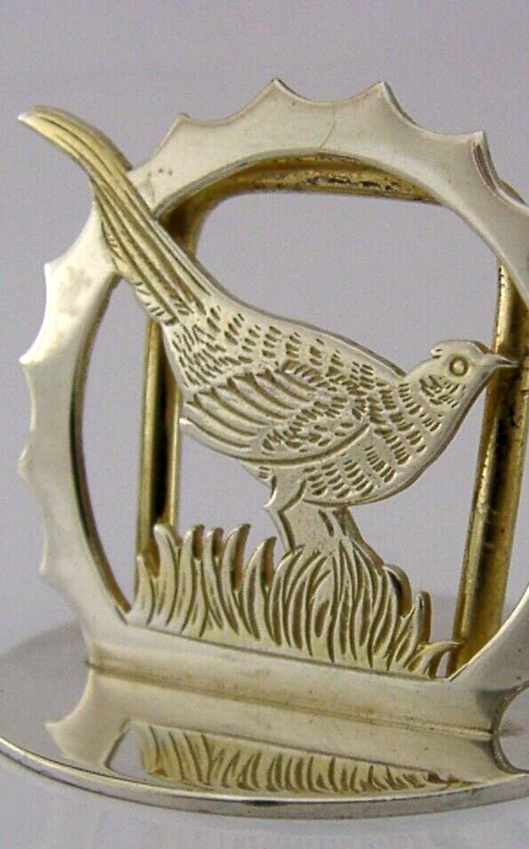 Porte-menu en argent sterling anglais, faisan, chasse, 1989 photo furniture