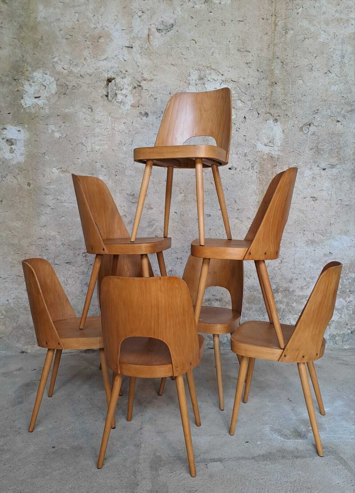 Chaises Ton 515 par Oswald Haerdtl, mid-century tchèques, années 1960, lot de 8