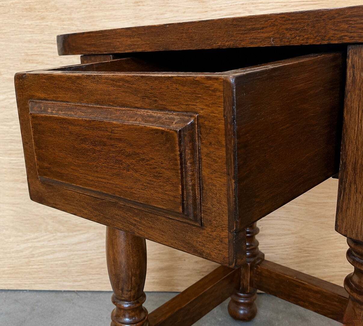 Pair Of Antique Spanish Side Tables With Turned Legs And One Drawer photo 2130.0