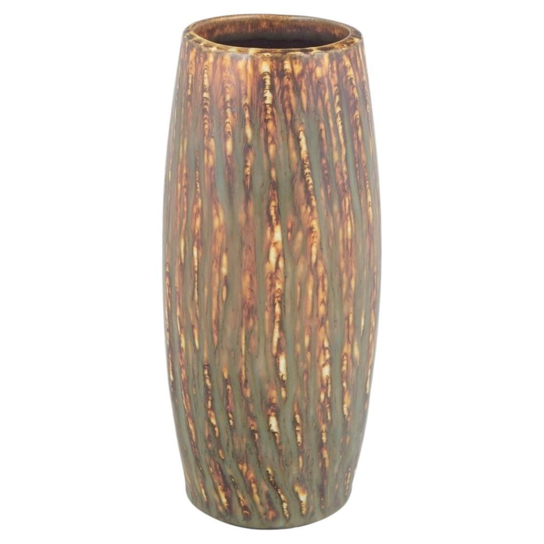 Vase en grès Gunnar Nylund pour Rörstrand, glaçure « Birch Wood », milieu du XXe siècle