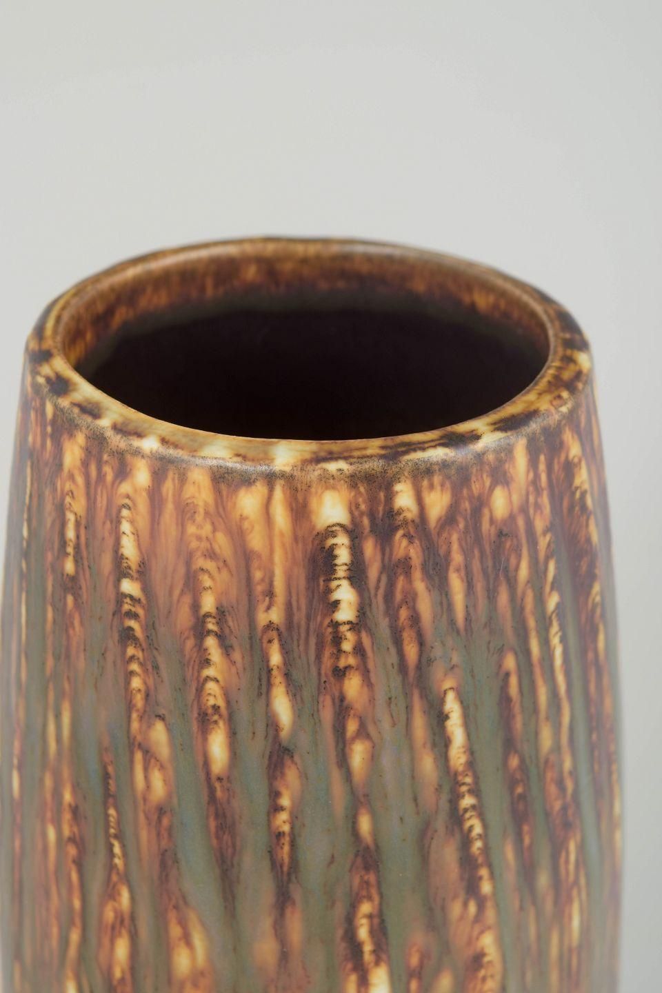 Vase en grès Gunnar Nylund pour Rörstrand, glaçure « Birch Wood », milieu du XXe siècle photo for sale