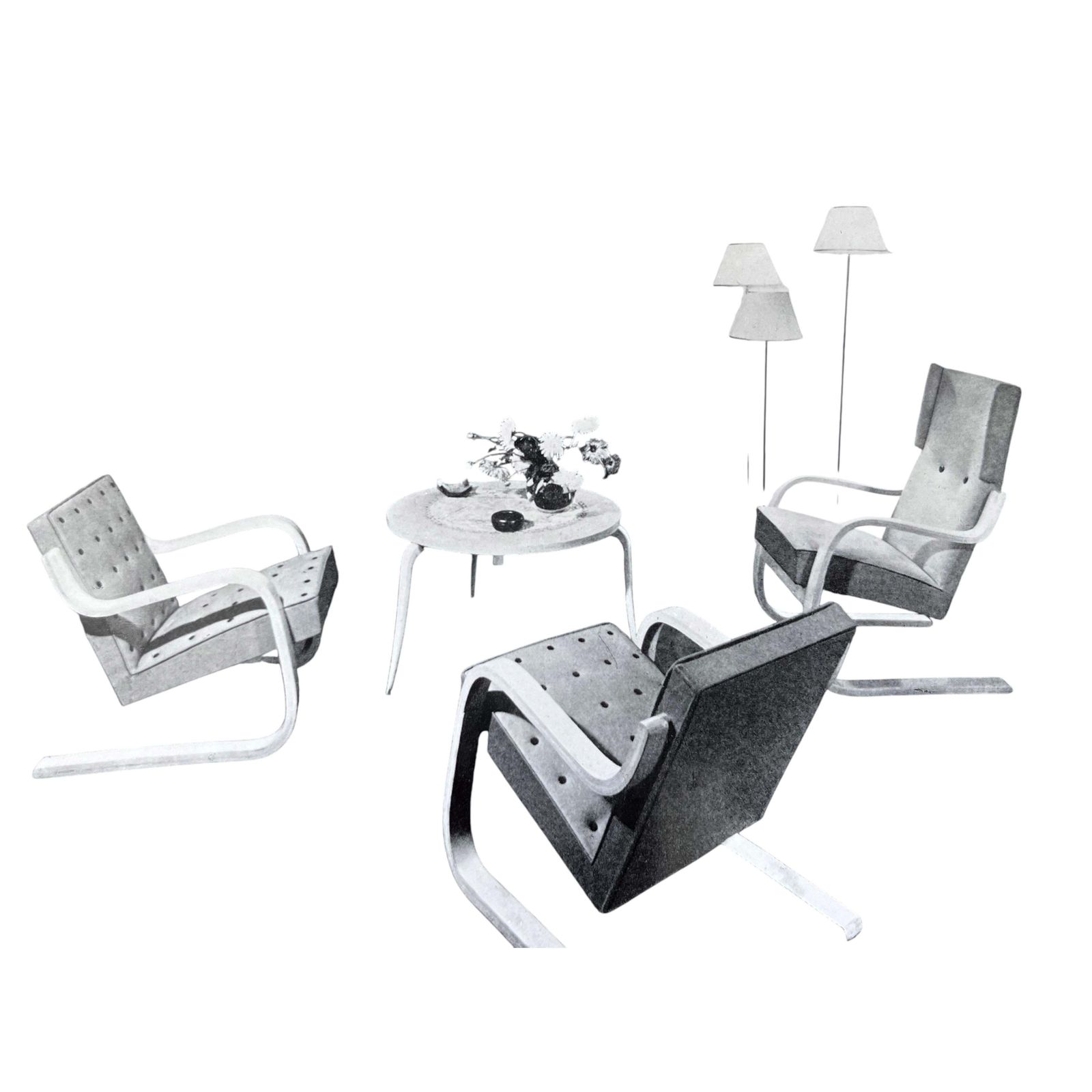 Originele foto van interieur, Bruno Matthson, Alvar Aalto, Stylclair, 1951