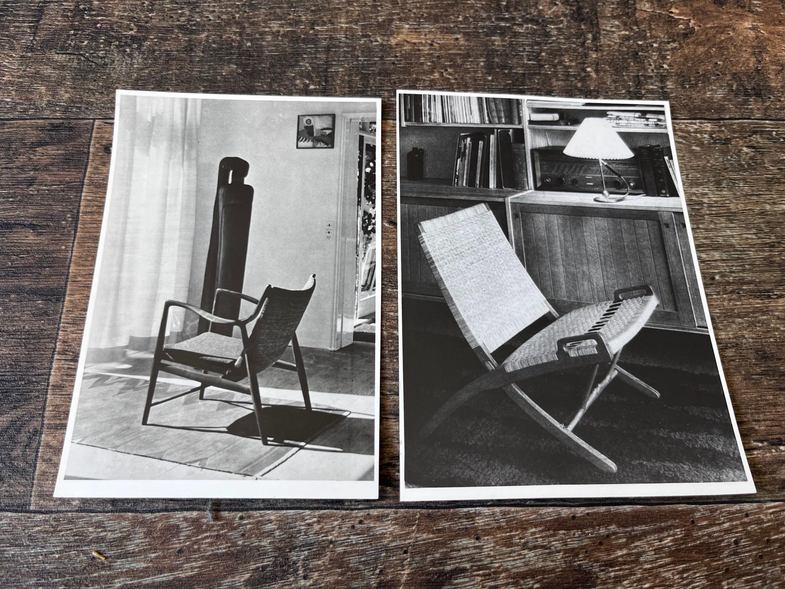Originele foto's van Hans Wegner en Finn Juhl fauteuils, jaren 1950 photo for sale