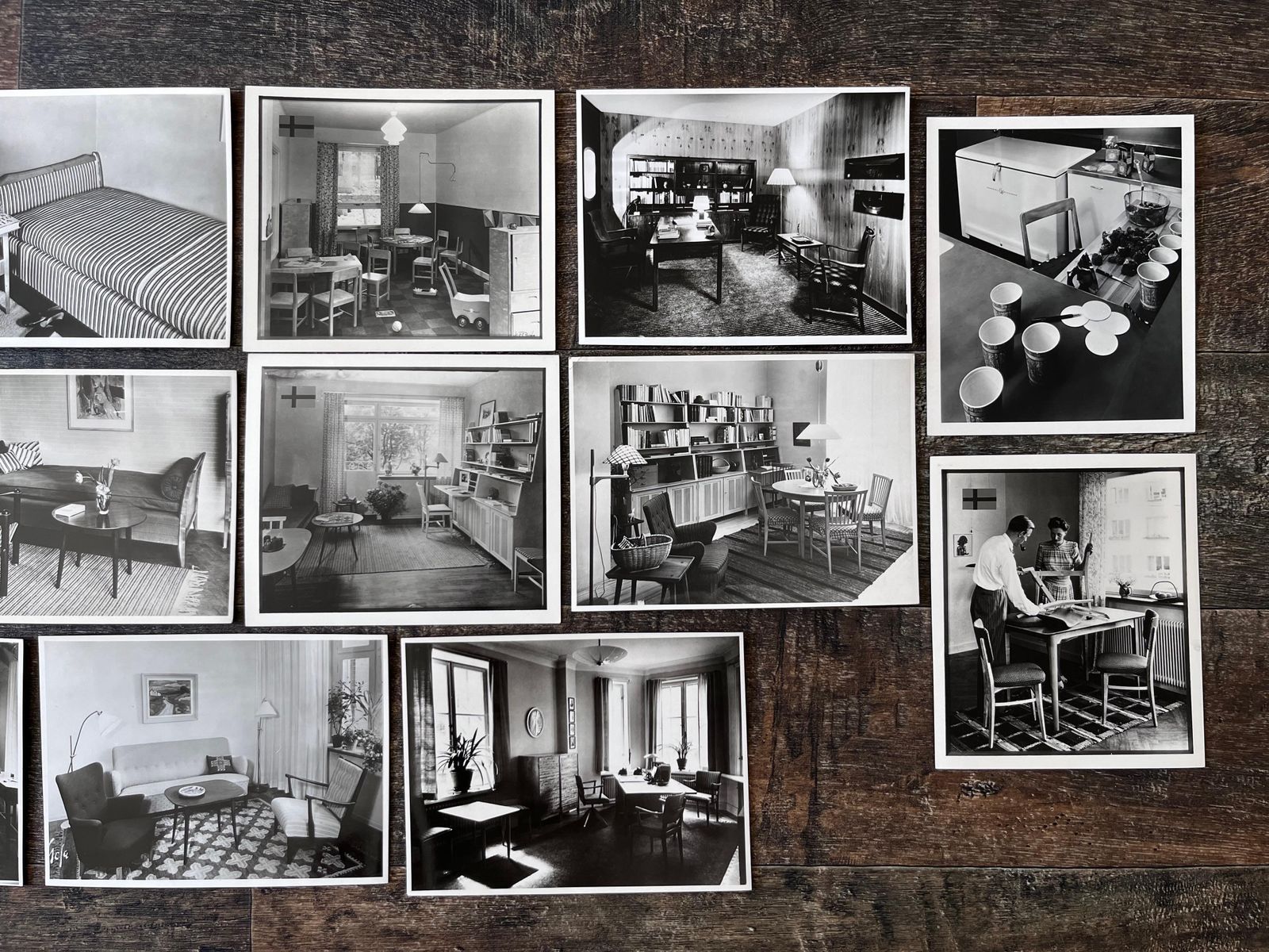 Ensemble de 18 photos d'intérieur, mobilier scandinave, Suède, années 1950 photo 392.0