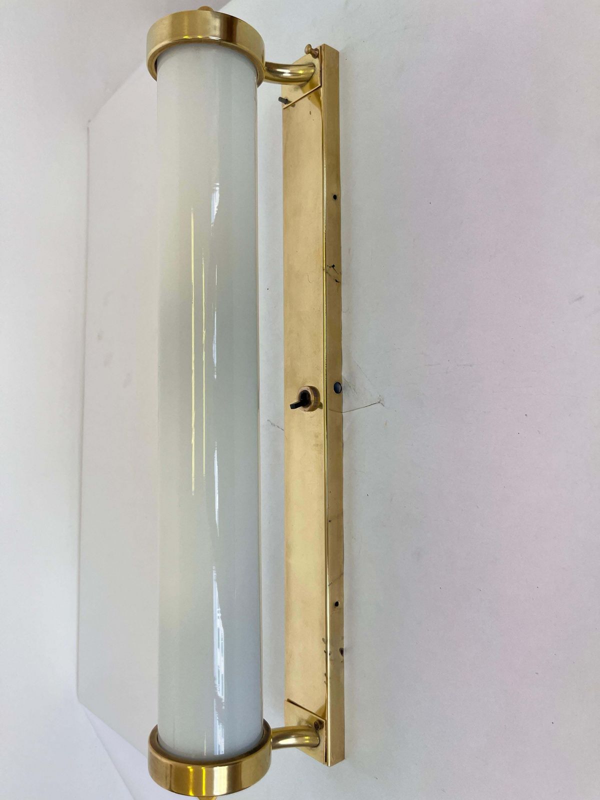 Xxl Bauhaus Brass And Glass Wall Lamp, 1930s   Czechoslovakia photo vinterior