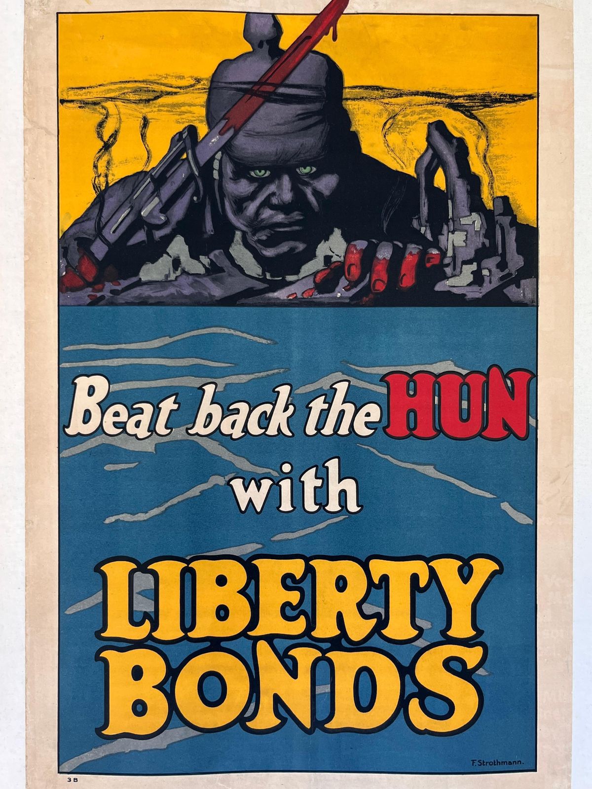 Ww1 Original Poster Beat Back The Hun With Liberty Bonds By Frederick Strothmann photo furniture