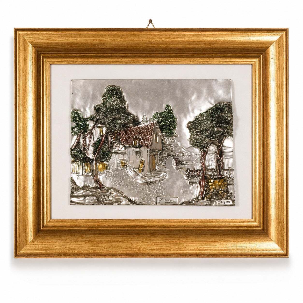 Collection Of Four Italian 925 Silver Plated Landscape Bas Reliefs By Guerrini photo vinterior