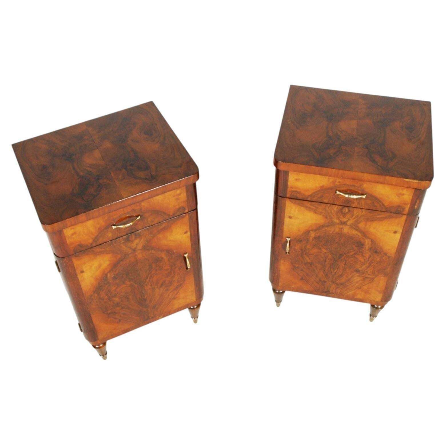 Paar Italiaanse Art Deco Kastjes in Wortelnoten Fineer door Atelier Di Varedo, jaren 1930 photo vinterior