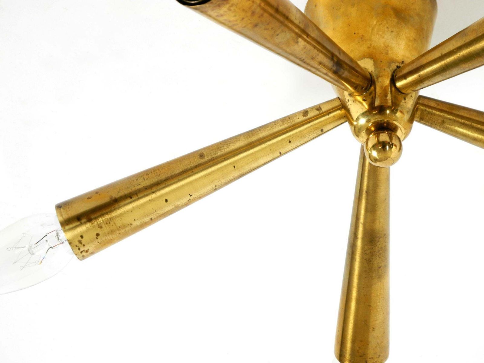 photo for sale Kleine mid-century modern messing Sputnik plafondlamp met vijf armen
