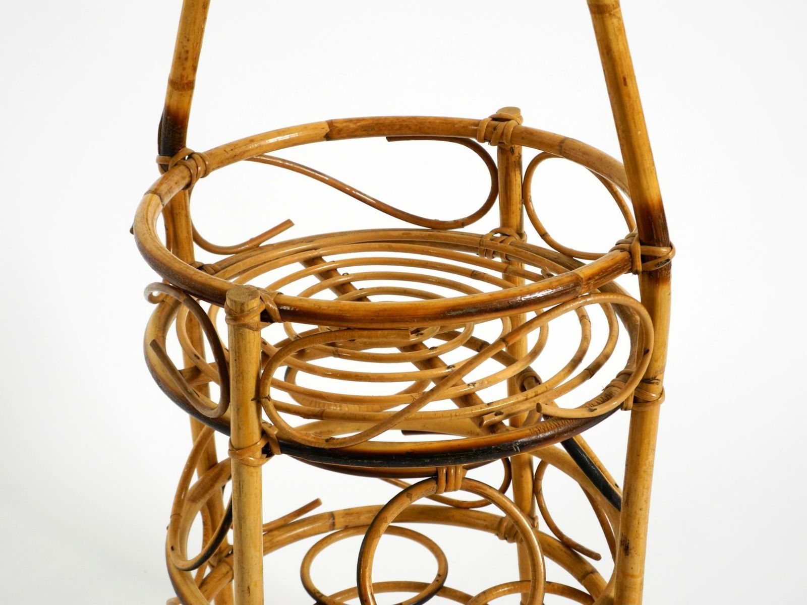 photo vinterior Beautiful Italian Mid Century Bar And Serving Trolley Made Of Bamboo With Wheels