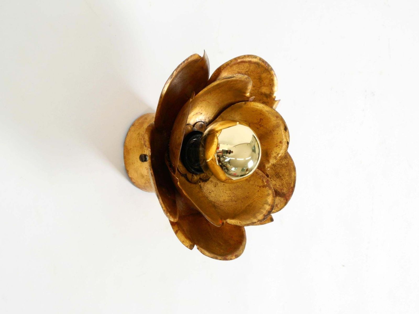 Beautiful, Large Gilded Wall Lamp, "Water Lily" Italy, 1960s photo vintage
