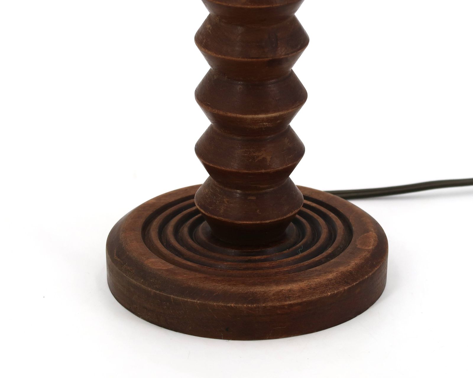 Donkerhouten kolomlamp van Charles Dudouyt, Brancusi-stijl, ca. jaren 1940. photo for sale